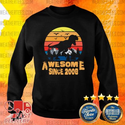 Vintage Awesome Since 2008 13 Year Old 13th Birthday Gift For Dinosaur Boy Sweater - Design By Weathertees.com
