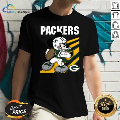 Mickey Mouse Green Bay Packers V-neck - Design By Weathertees.com