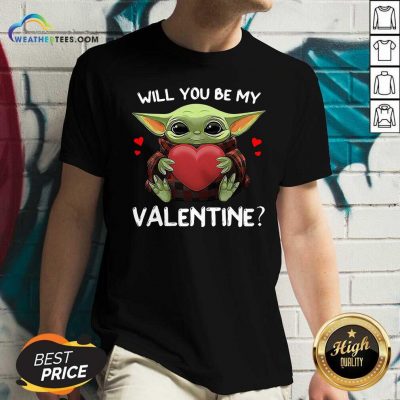 Baby Yoda Hug Heart Will You Be My Valentine V-neck - Design By Weathertees.com