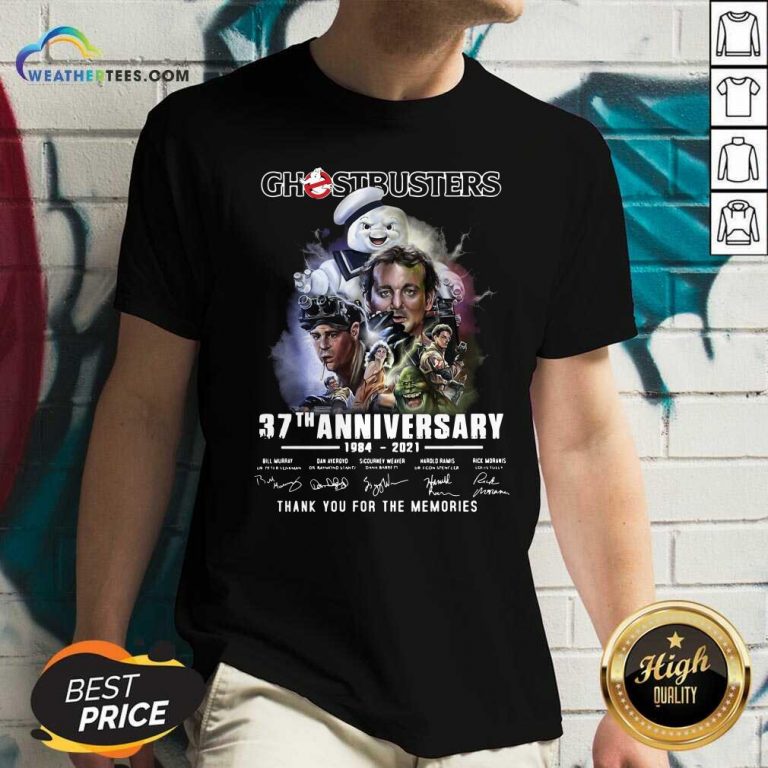 Ghostbusters 37th Anniversary Thank You For The Memories Signatures V-neck - Design By Weathertees.com