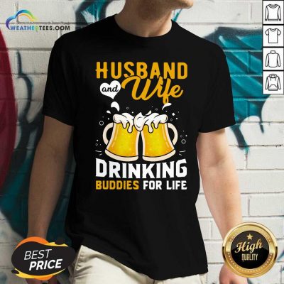 Husband And Wife Drinking Buddies For Life Beer V-neck - Design By Weathertees.com