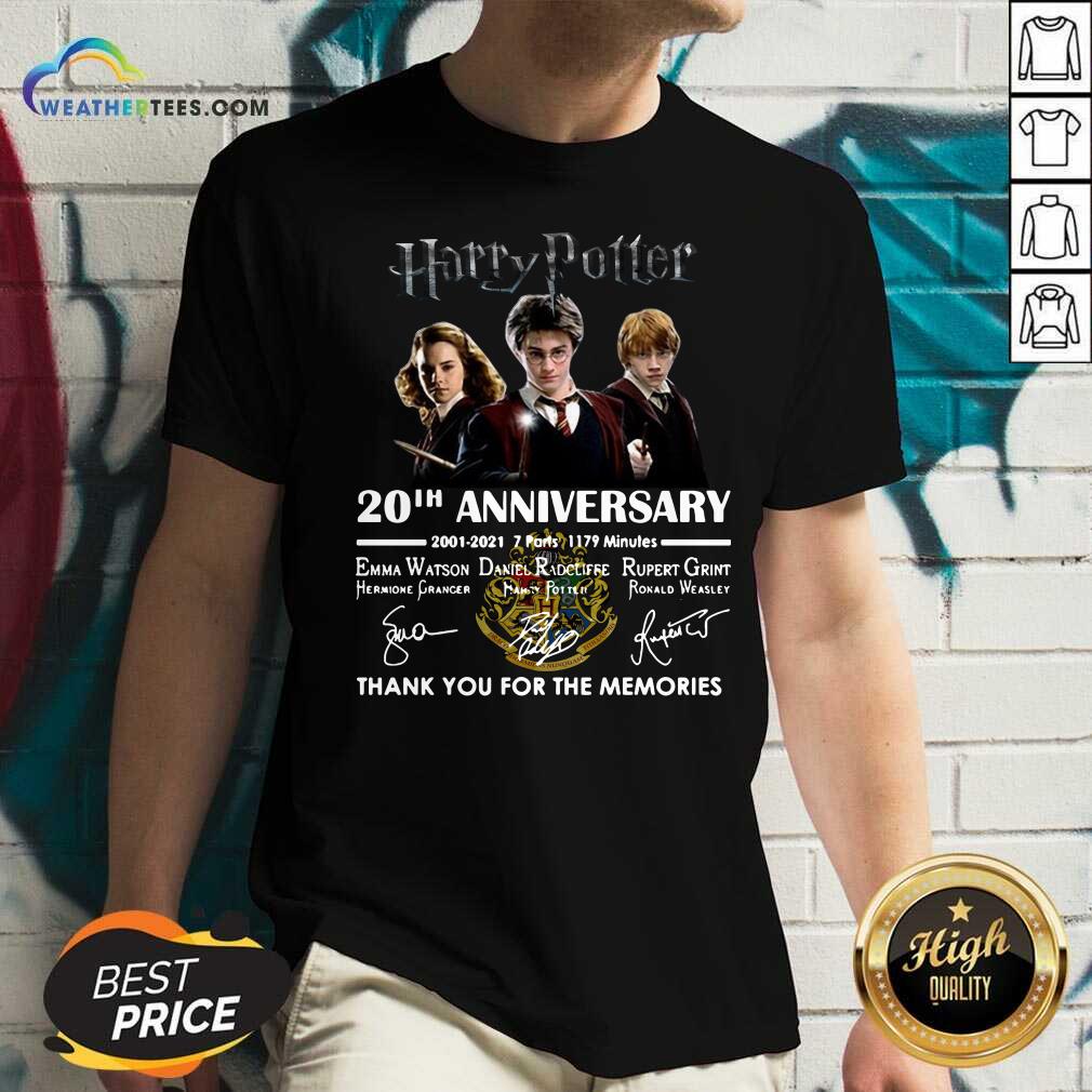 Harry Potter 20th Anniversary 2001 2021 7 Parts 1179 Minutes Thank You For The Memories Signatures V-neck - Design By Weathertees.com