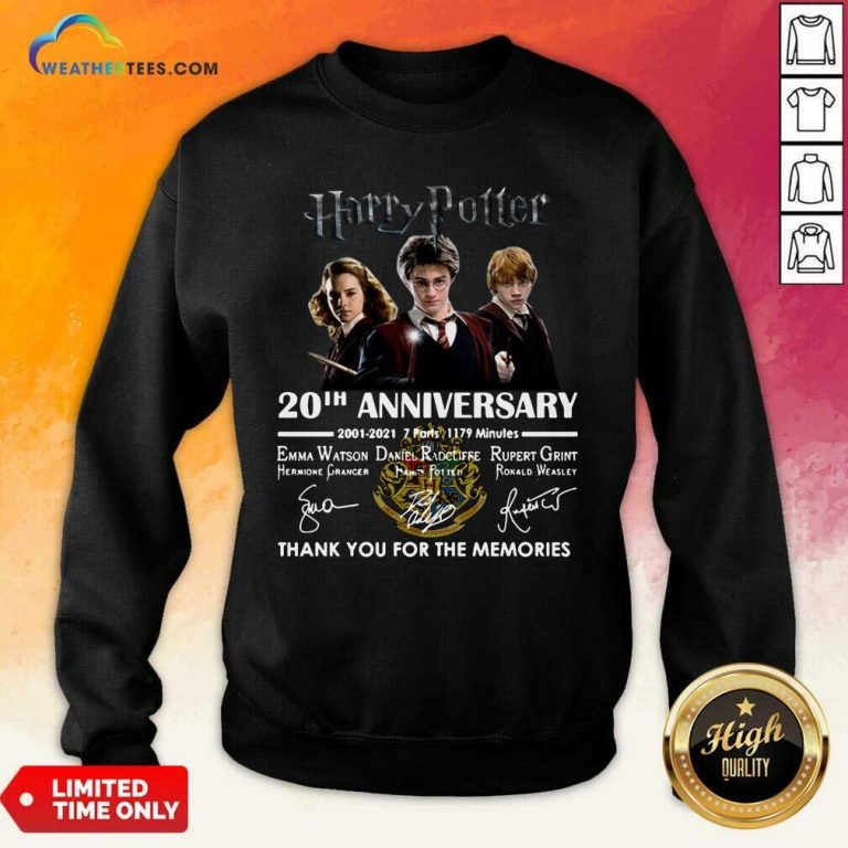 Harry Potter 20th Anniversary 2001 2021 7 Parts 1179 Minutes Thank You For The Memories Signatures Sweatshirt - Design By Weathertees.com
