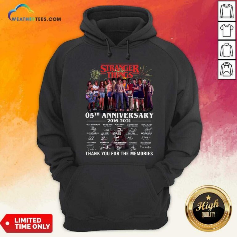 Stranger Things 05th Anniversary 2016 2021 Thank You For The Memories Signatures Hoodie - Design By Weathertees.com