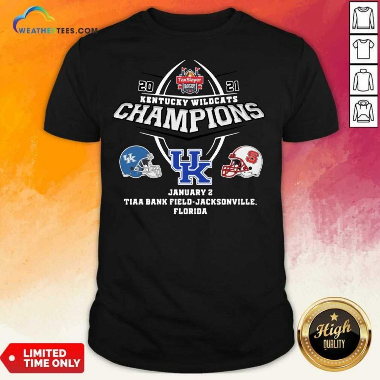 Kentucky Wildcats Champions January 2 Tiaa Bank Field Jacksonville Florida Shirt - Design By Weathertees.com
