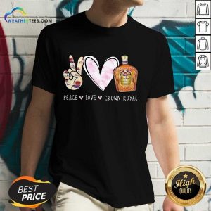 Official Peace Love Crown Royal Drinking Wine V-neck