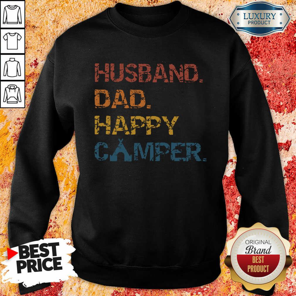 Husband Dad Happy Camper Vintage Sweatshirt