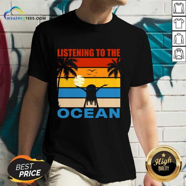 Listening To The Ocean Sunbathing On A Tropical Beach Vintage V-neck