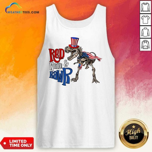 Red White And Rawr American Flag Tank Top