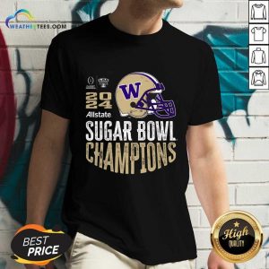 Washington Huskies 2024 Sugar Bowl Champions Purple Helmet V-neck