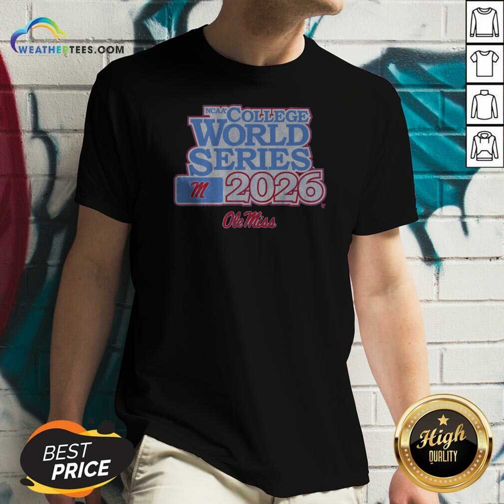 Awesome Ole Miss Baseball 2026 College World Series shirt optimized on V-Neck Shirt Awesome Ole Miss Baseball 2026 College World Series shirt optimized shown as a v-neck shirt preview