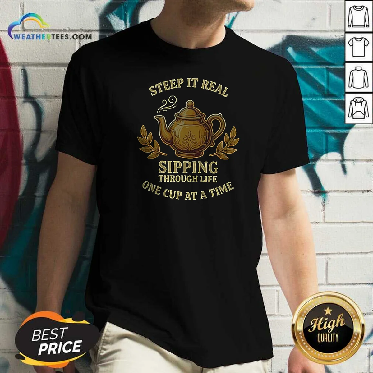 Awesome Steep It Real Sipping Through V-Neck Shirt Awesome Steep It Real Sipping Through V-Neck Shirt