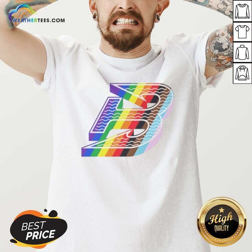 Boston Red Sox Pride Month Logo Alphabet B Rainbow LGBTQ Progress Flag shirt optimized on V-Neck Shirt Boston Red Sox Pride Month Logo Alphabet B Rainbow LGBTQ Progress Flag shirt optimized shown as a v-neck shirt preview