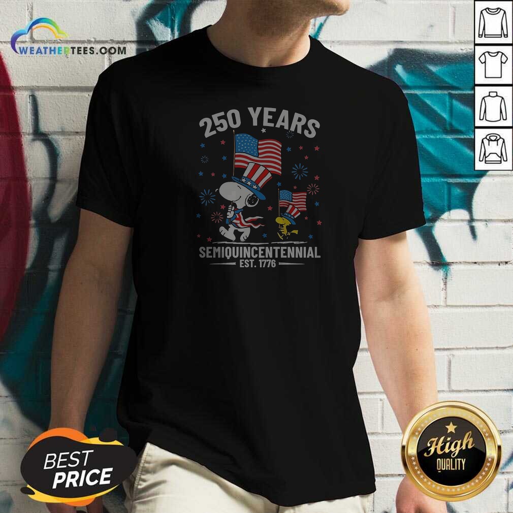 Funny Snoopy And Bird 250 Years Semiquincentennial Flags V Neck Shirt v neck optimized with colorful graphic on front