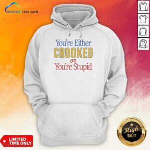 Funny You'Re Either Crooked Or You'Re Stupid hoodie optimized with bold white text on black pullover sweatshirt