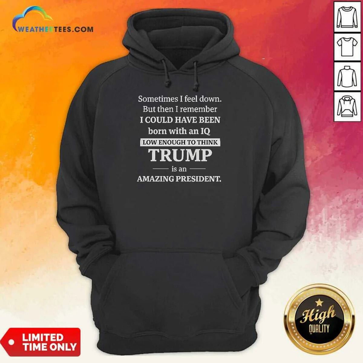 Good Political Satire Trump Is An Amazing President Hoodie hoodie optimized with front view on black background