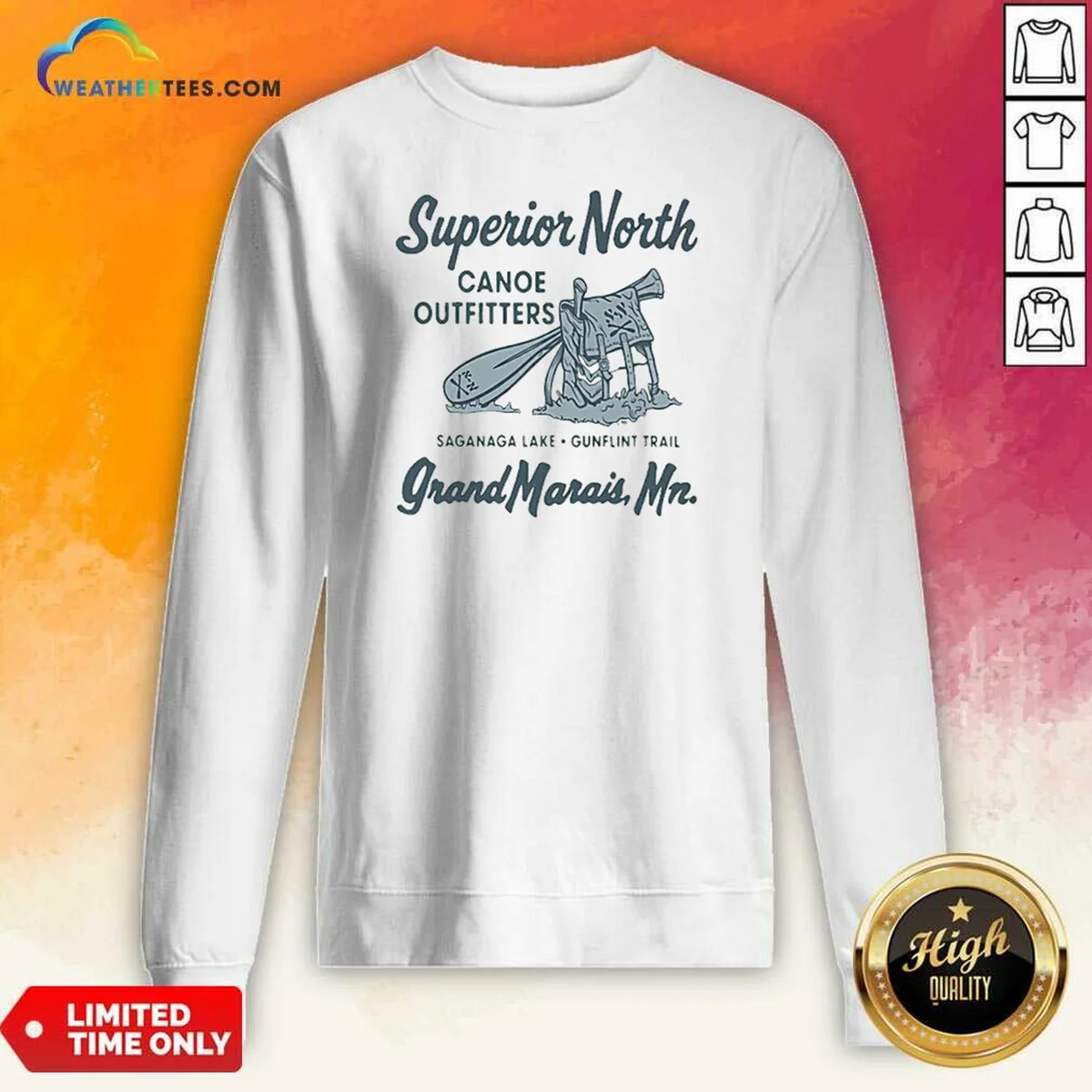Official Superior North Canoe Outfitters Sweatshirt sweatshirt optimized in charcoal gray with front logo print