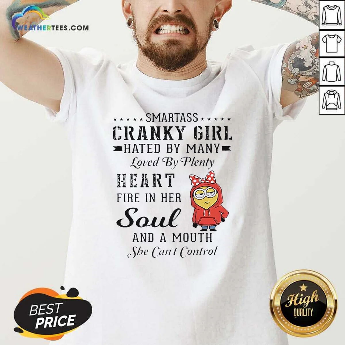 Premium Minions Smartass Cranky Girl Hated V-Neck Shirt Premium Minions Smartass Cranky Girl Hated V-Neck Shirt