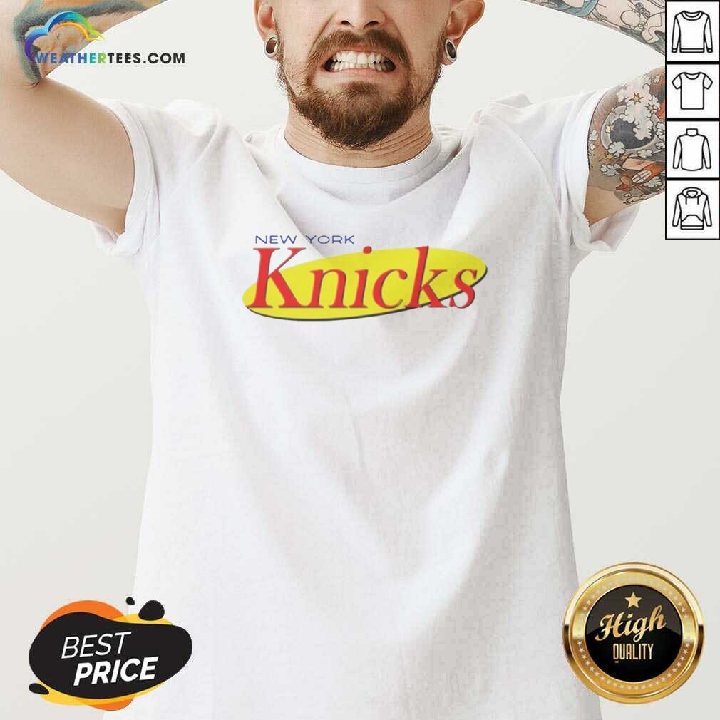 Premium New York Knicks Seinfeld Logo Shirt Optimized on V-Neck Shirt Premium New York Knicks Seinfeld Logo Shirt Optimized shown as a v-neck shirt preview
