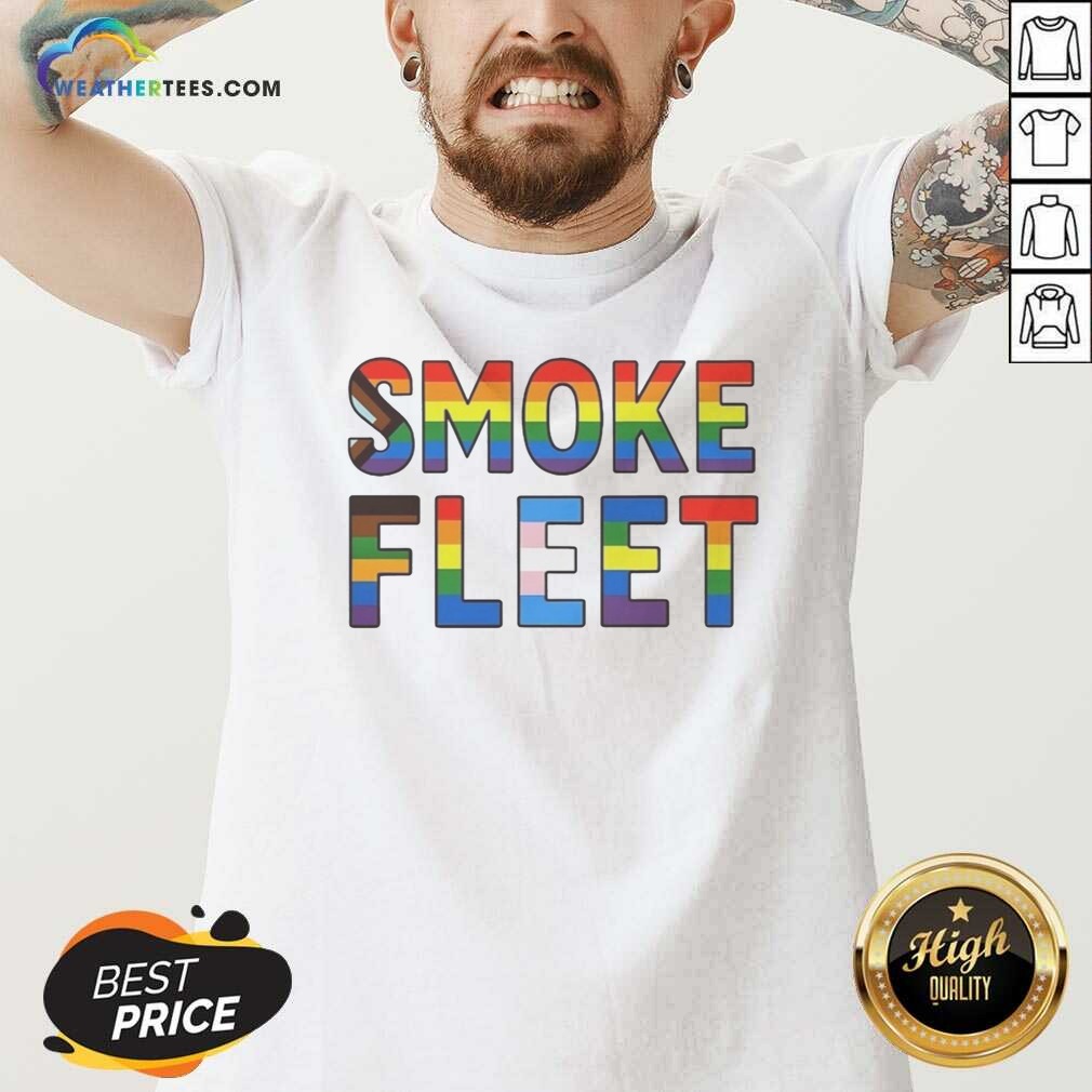 Premium Smoke Fleet Happy Pride Month shirt optimized on V-Neck Shirt Premium Smoke Fleet Happy Pride Month shirt optimized shown as a v-neck shirt preview