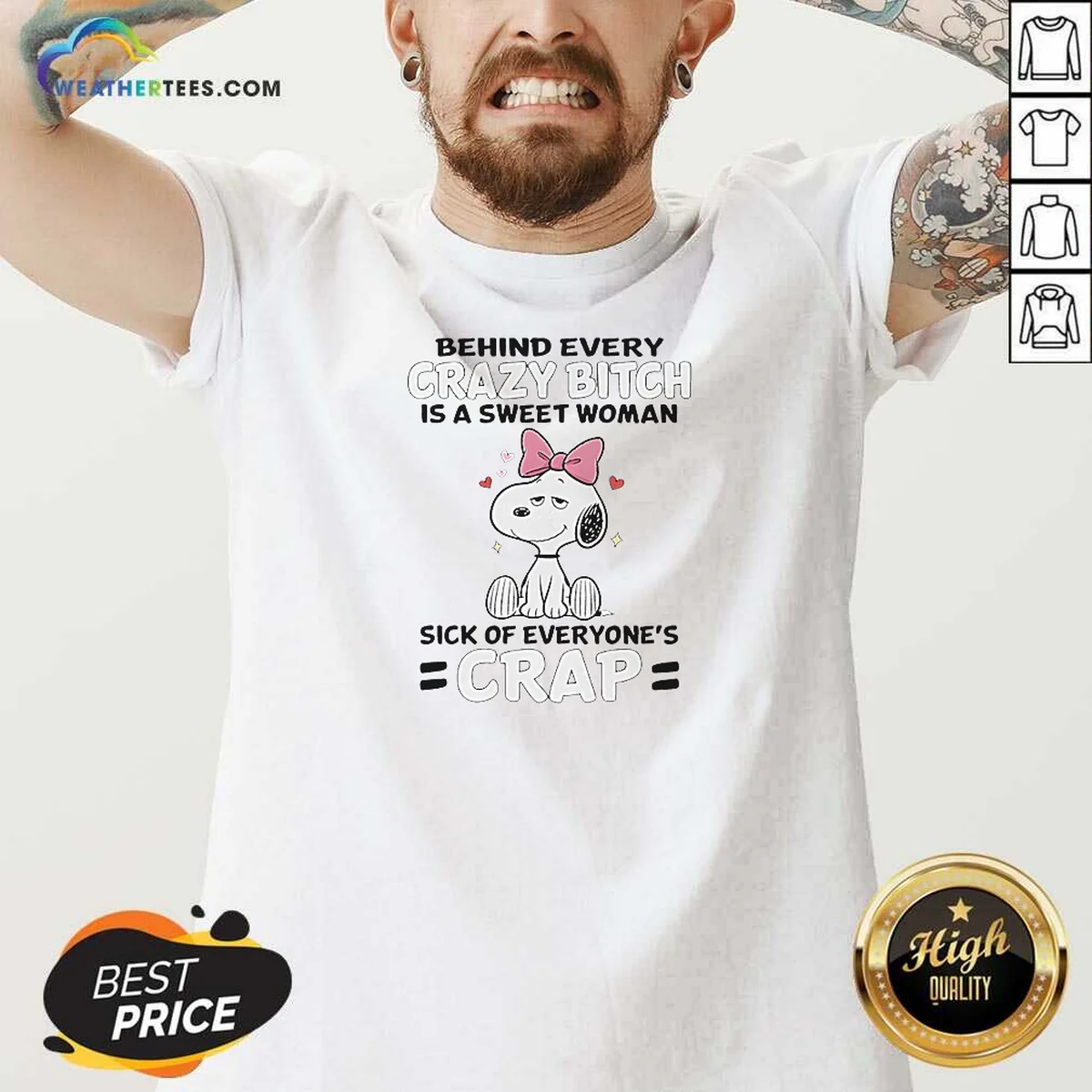 Premium Snoopy Behind Every Crazy Bitch V-Neck Shirt Premium Snoopy Behind Every Crazy Bitch V-Neck Shirt
