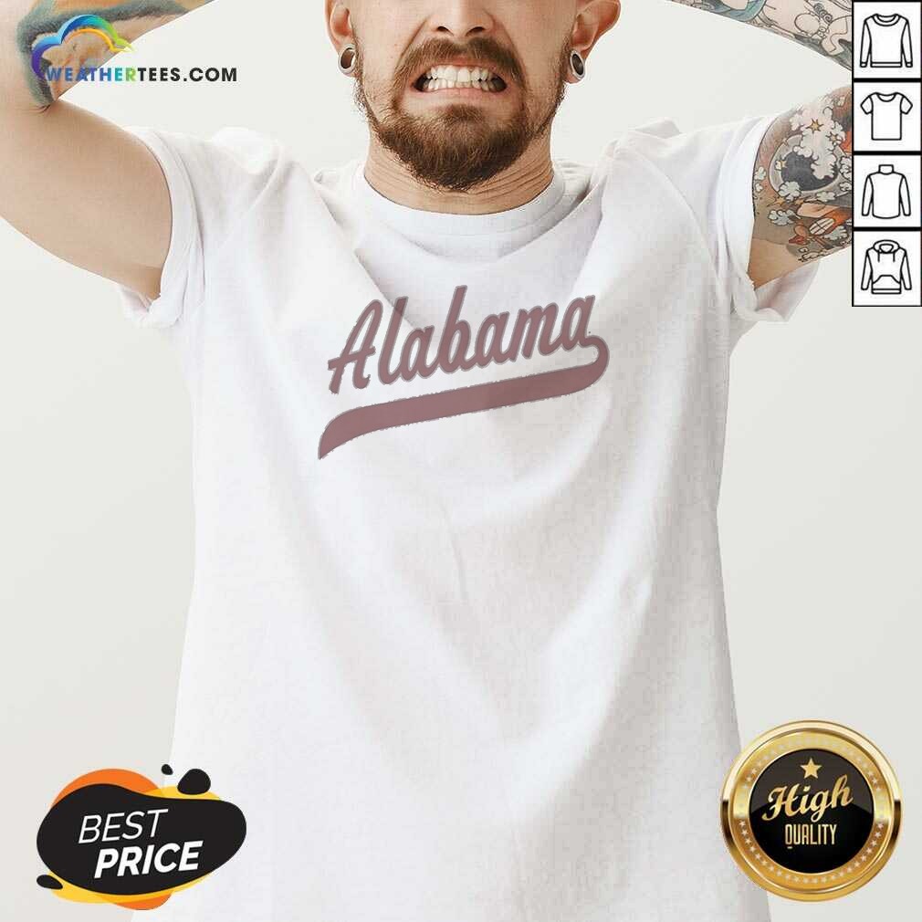 Pretty Alabama Baseball Logo Script Vintage V-Neck Shirt