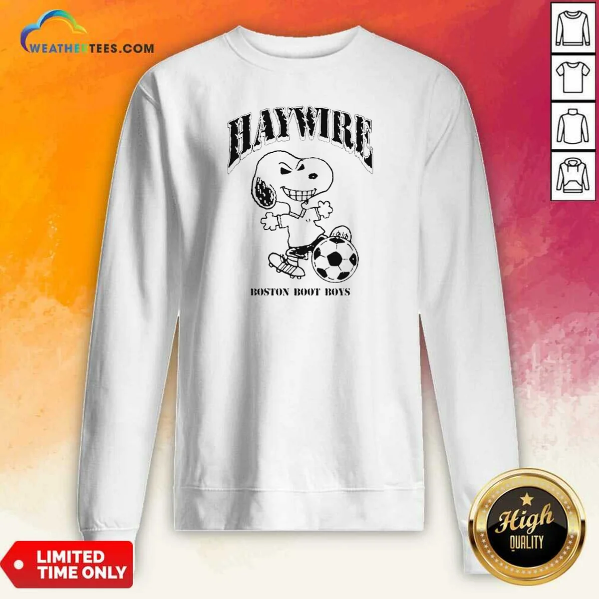 Pretty Snoopy Hawwire Boston Boot Boys Soccer Sports Sweatshirt