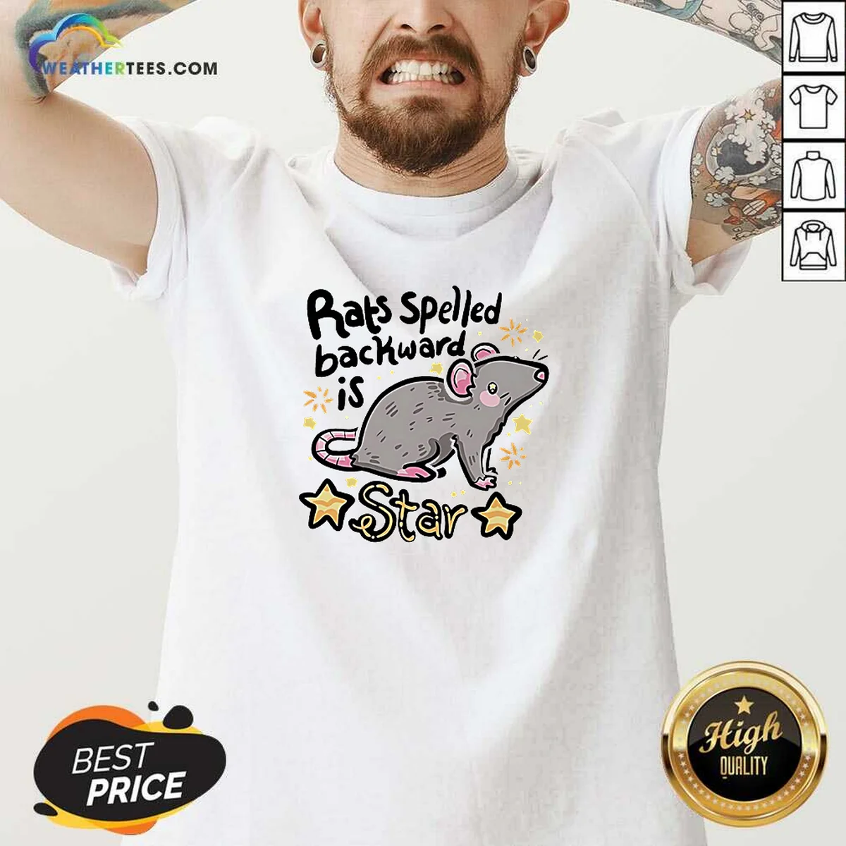 Awesome Rats Spelled Backward Is Star V-Neck Shirt Awesome Rats Spelled Backward Is Star V-Neck Shirt