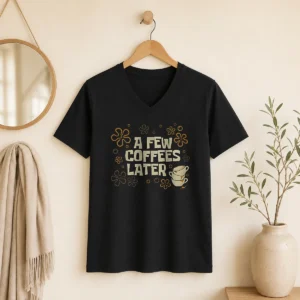 Funny A Few Coffees Later V-Neck Shirt