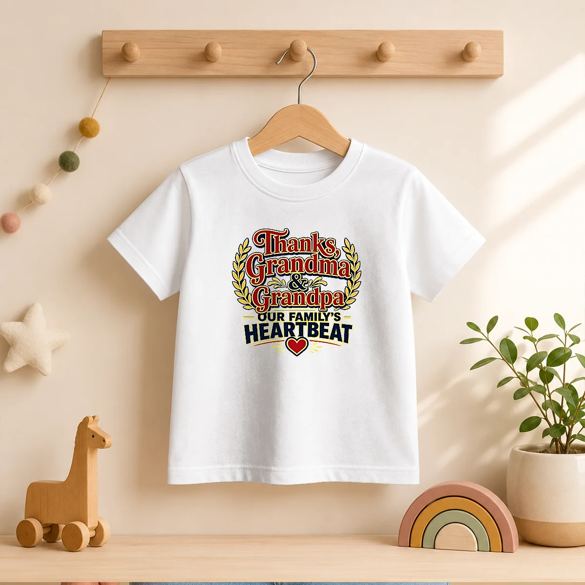 Funny Grandparents Day Typography Thanks For Family Gratitud Kids T-Shirt