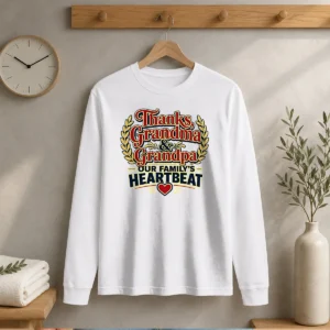 Funny Grandparents Day Typography Thanks For Family Gratitud Long Sleeve Shirt