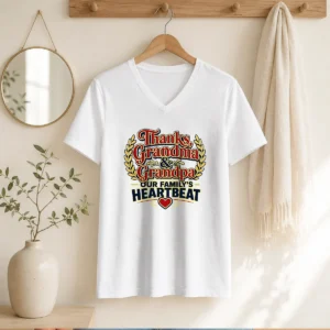 Funny Grandparents Day Typography Thanks For Family Gratitud V-Neck Shirt