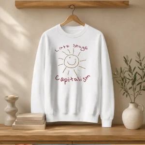 Funny Late Stage Capitalism Smiley Face Political Satire Sweater