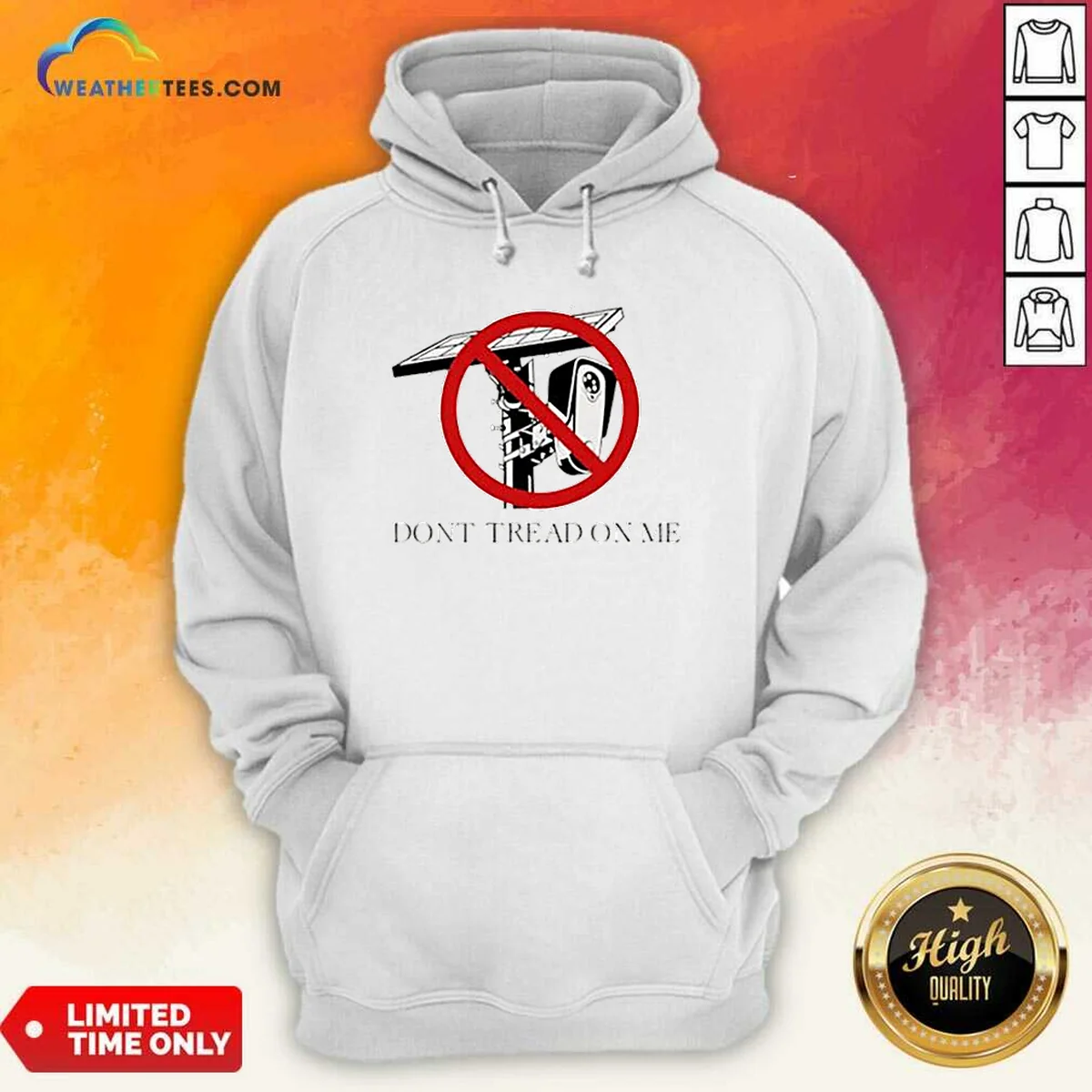 Funny Surveillance Camera Solar Power Gadsden Flag DONT TREAD ON ME Libertarian Hoodie front view with yellow and black graphic design