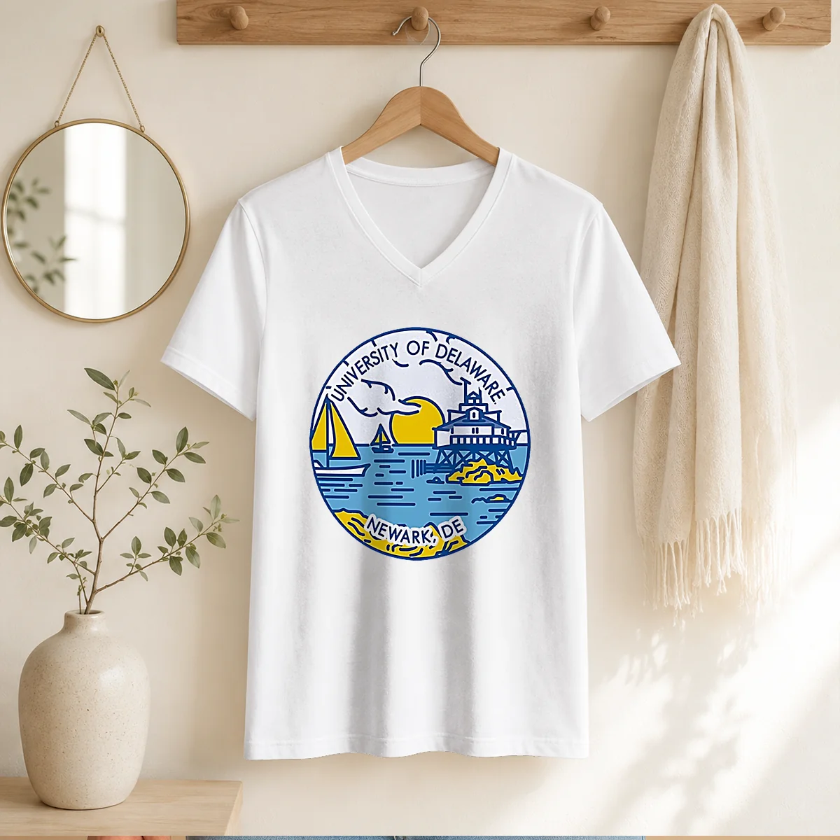 Good University Of Delaware Newark DE Coastal Emblem V-Neck Shirt