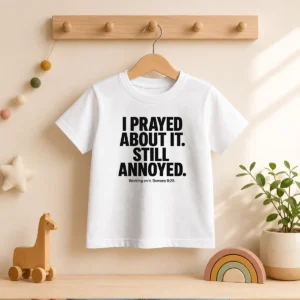 Hot I Prayed About It Still Annoyed Working On It Romans 8 28 Kids T-Shirt
