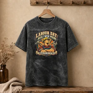Hot Vintage Style Labour Day Holiday Washed T-Shirt