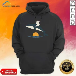 Nice Cat Riding Whale Vintage Ocean Sunset Hoodie