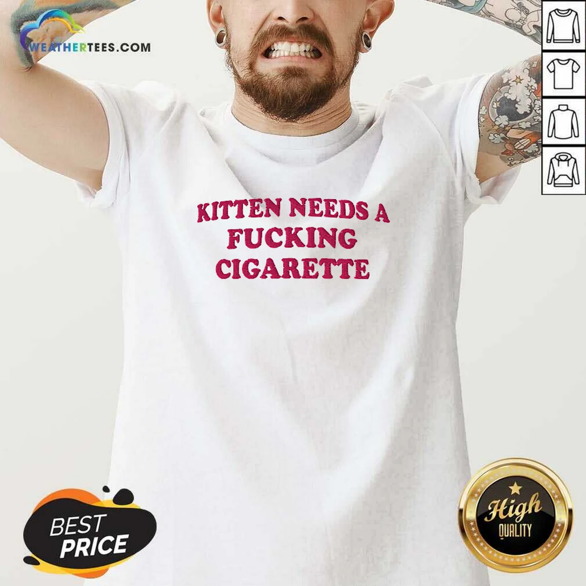 Nice Kitten Needs A Fcking Cigarette V-Neck Shirt Nice Kitten Needs A Fcking Cigarette V-Neck Shirt