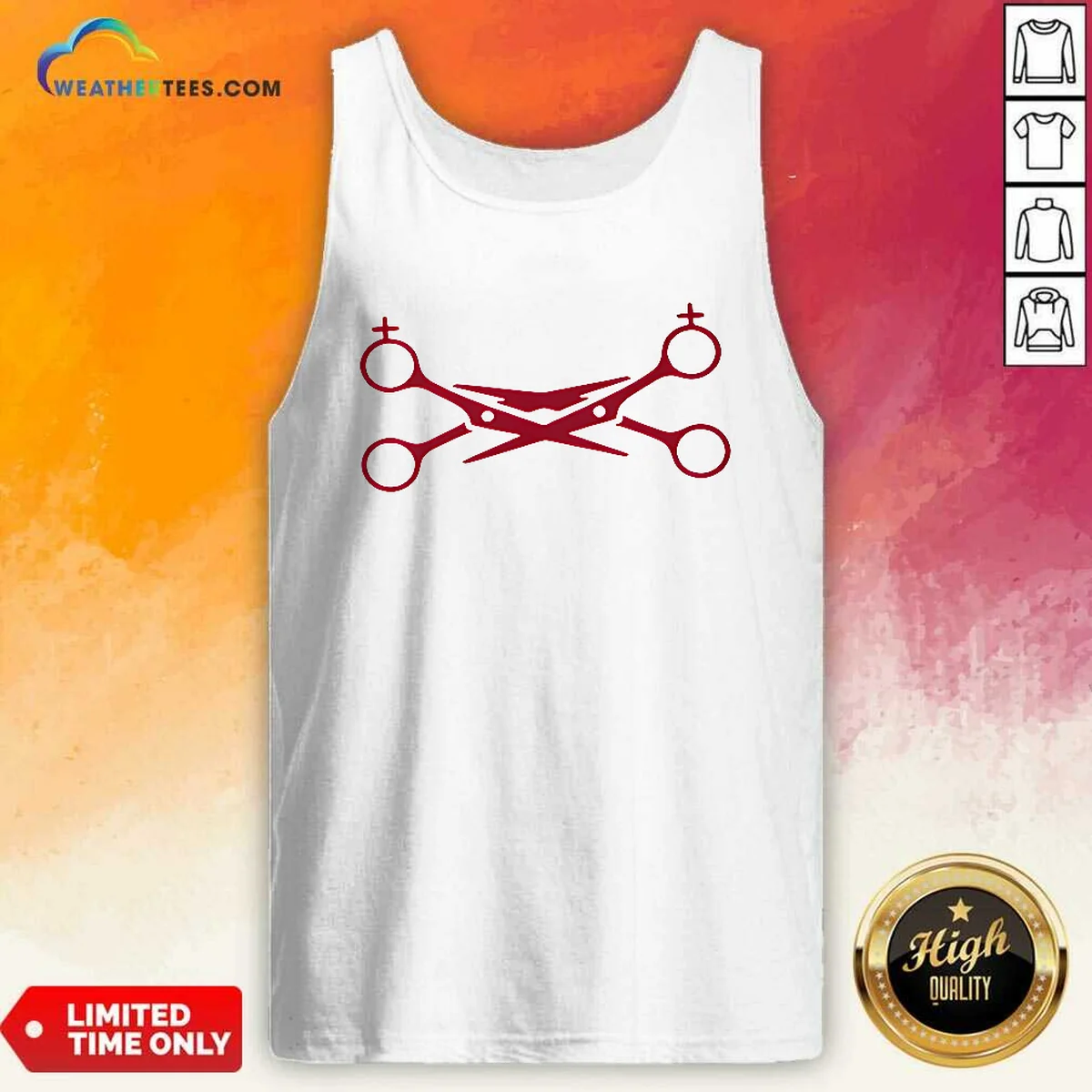 Official Feminist Scissors Symbol Feminism Gender Equality Tank Top in black with bold white graphic on front