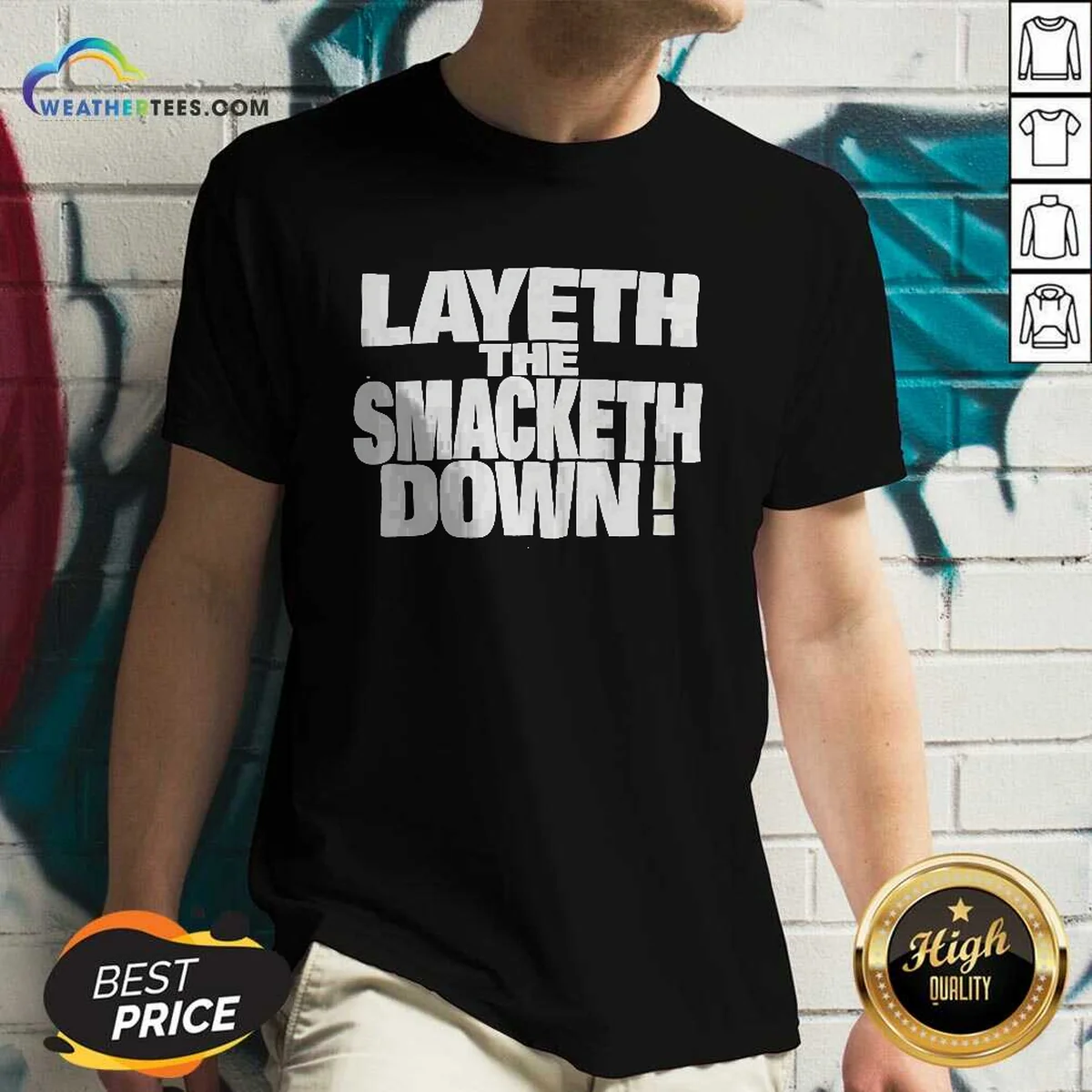 Official Layeth The Smacketh Down WWE V-Neck Shirt