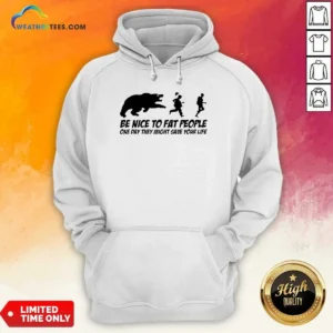 Original Be Nice To Fat People One Day They Might Save Your Life Bear Running Human Hoodie in charcoal gray, front view with kangaroo pocket and drawstring hood