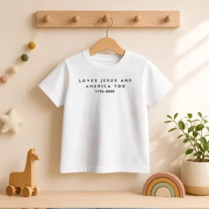 Original Loves Jesus And America Too 1776 2026 Faith Patriotic Christianity Freedom Kids T-Shirt