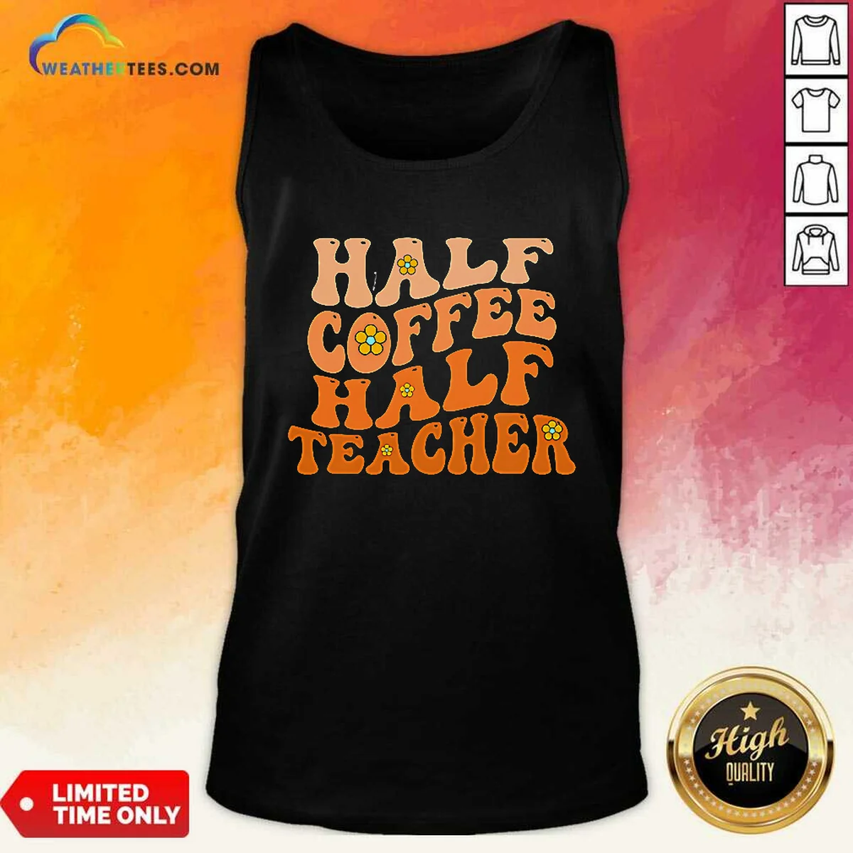Premium Half Coffee Half Teacher Retro Tank Top