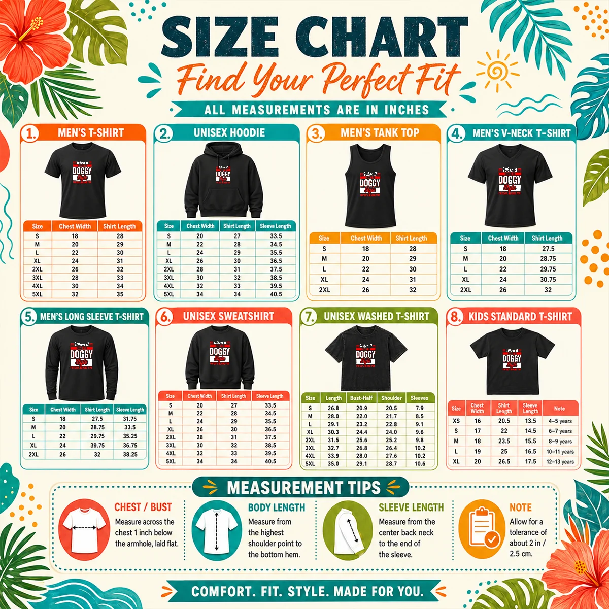Premium When It Comes To Doggy Style I Am 100 Percent Behind You Size Chart Size chart for Premium When It Comes To Doggy Style I Am 100 Percent Behind You with measurements in inches and cm