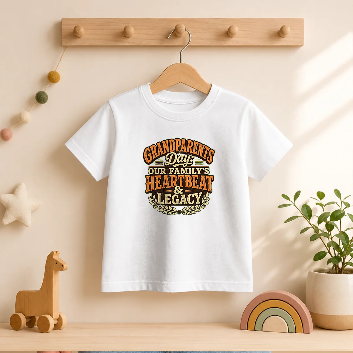 Pretty Grandparents Day Vintage Heartbeat Tribute Kids T-Shirt