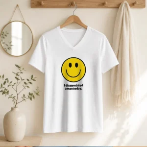 Pretty I Disappointed A Man Today Smiley Face Sarcastic V-Neck Shirt