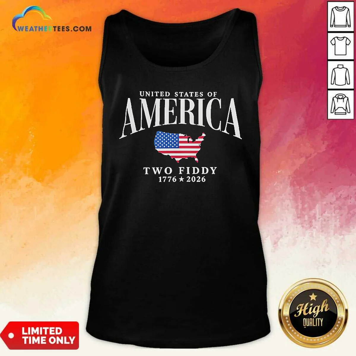 Pretty United States Of America Two Fiddy 1776 2026 Tank Top
