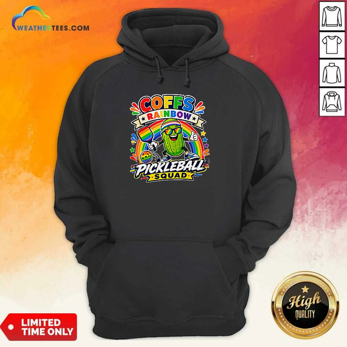 Pretty Vibrant Coffs Rainbow Pickleball Enthusiast Hoodie Pretty Vibrant Coffs Rainbow Pickleball Enthusiast Hoodie