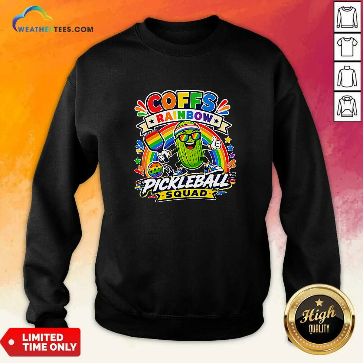 Pretty Vibrant Coffs Rainbow Pickleball Enthusiast Sweatshirt Pretty Vibrant Coffs Rainbow Pickleball Enthusiast Sweatshirt